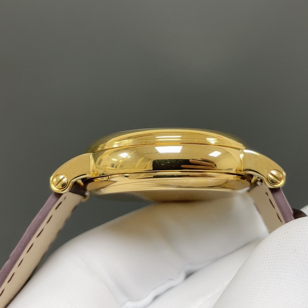Patek Philippe Automatic Watch, Silver Dial Roman Numeral Date Yellow Gold Case Leather Strap 30m