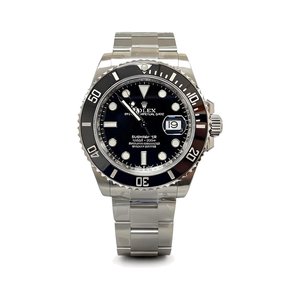 Rolex Submariner Style Automatic Watch, Black Dial Stainless Steel Case Metal Bracelet Sapphire