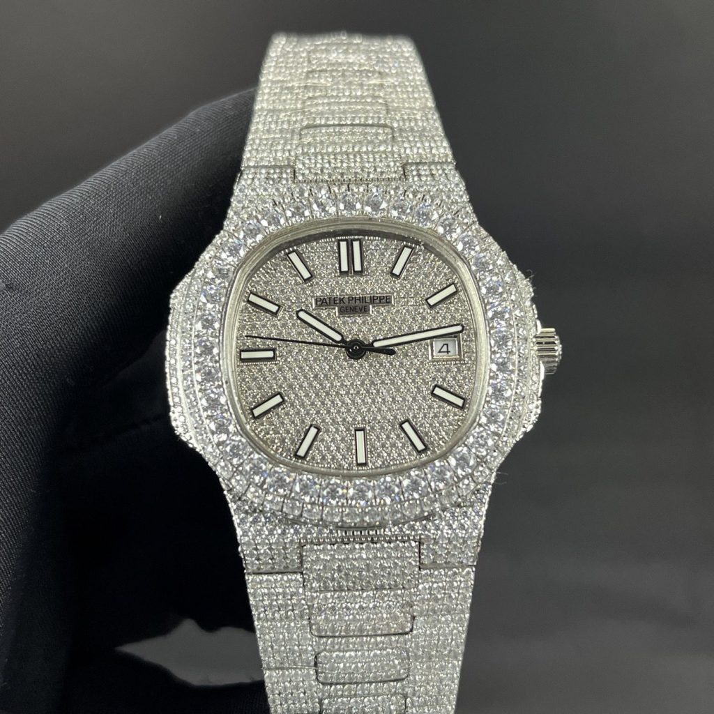 Patek Philippe Automatic Watch, White Dial Diamond Index Stainless Steel Case Metal Bracelet 50m