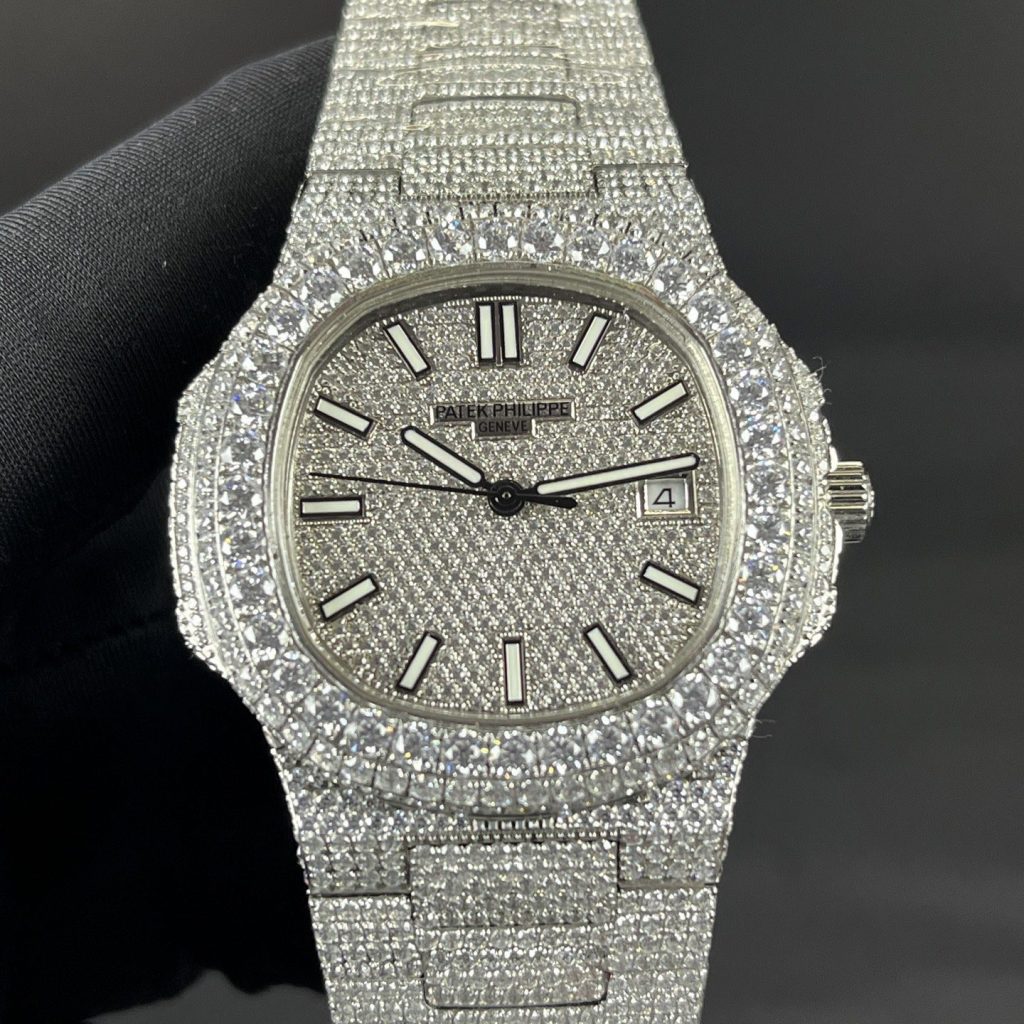 Patek Philippe Automatic Watch, White Dial Diamond Index Stainless Steel Case Metal Bracelet 50m