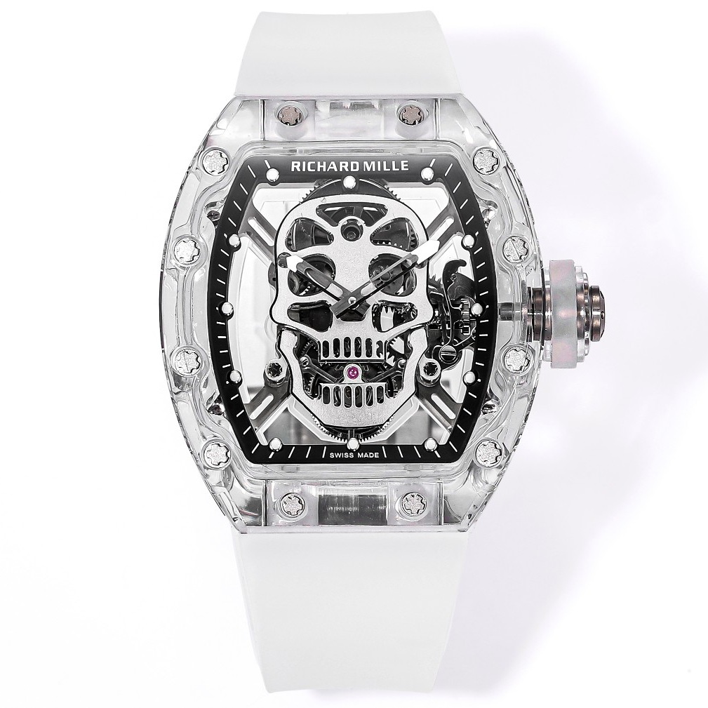 Richard Mille RM Style Automatic Watch, Black Dial Rubber Strap Sapphire Crystal 50m Water Resistant