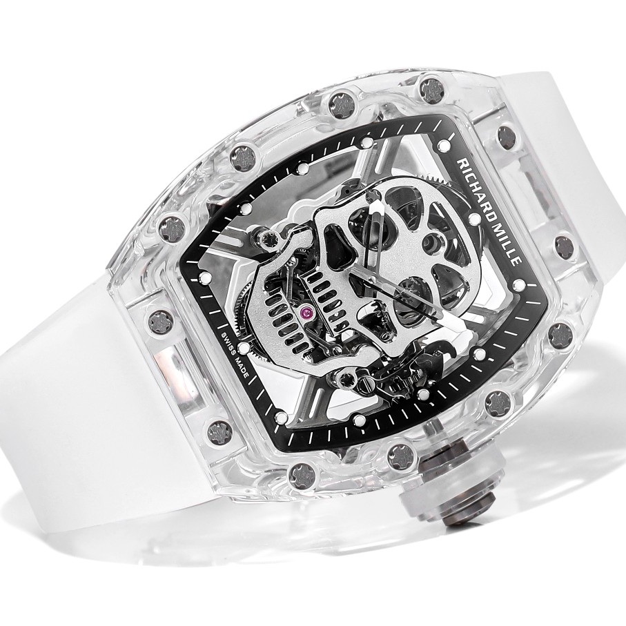 Richard Mille RM Style Automatic Watch, Black Dial Rubber Strap Sapphire Crystal 50m Water Resistant