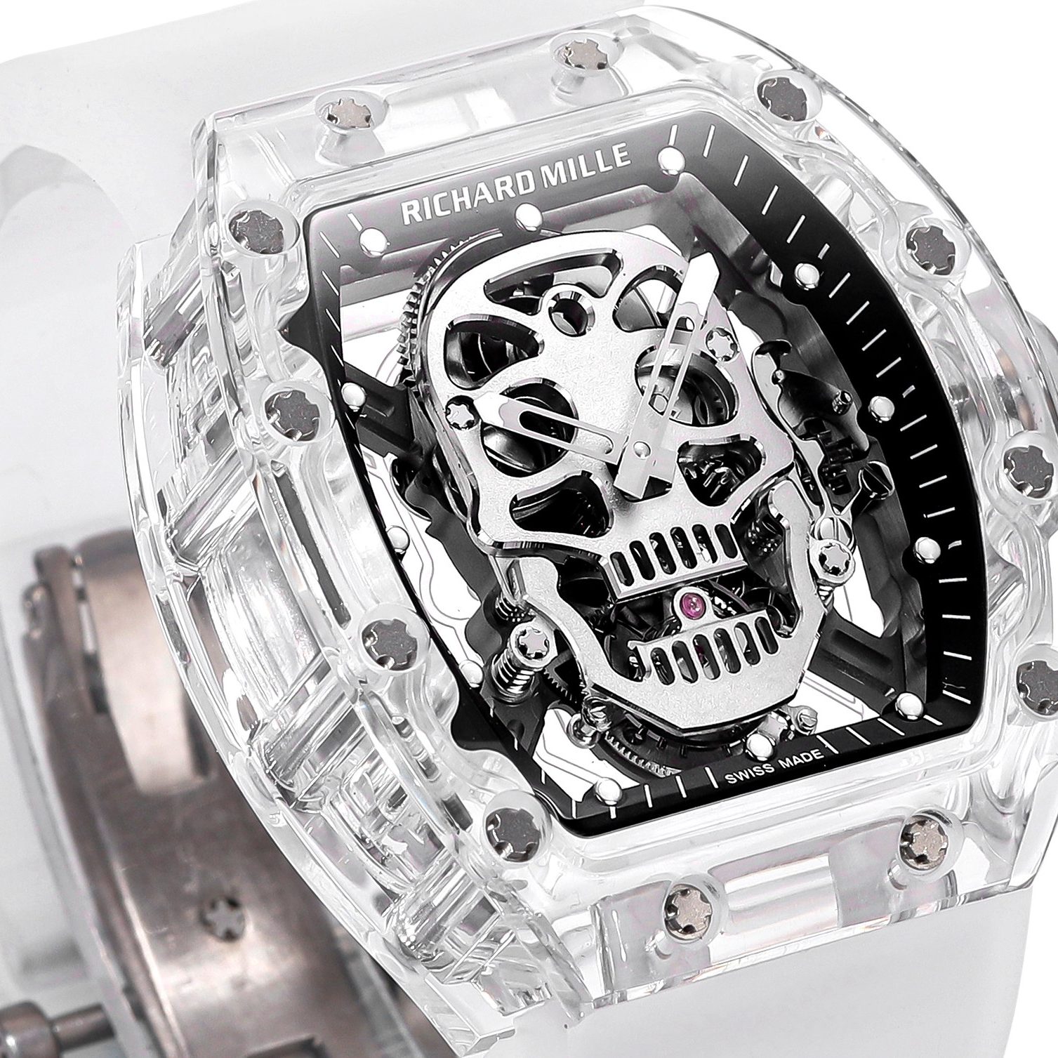 Richard Mille RM Style Automatic Watch, Black Dial Rubber Strap Sapphire Crystal 50m Water Resistant