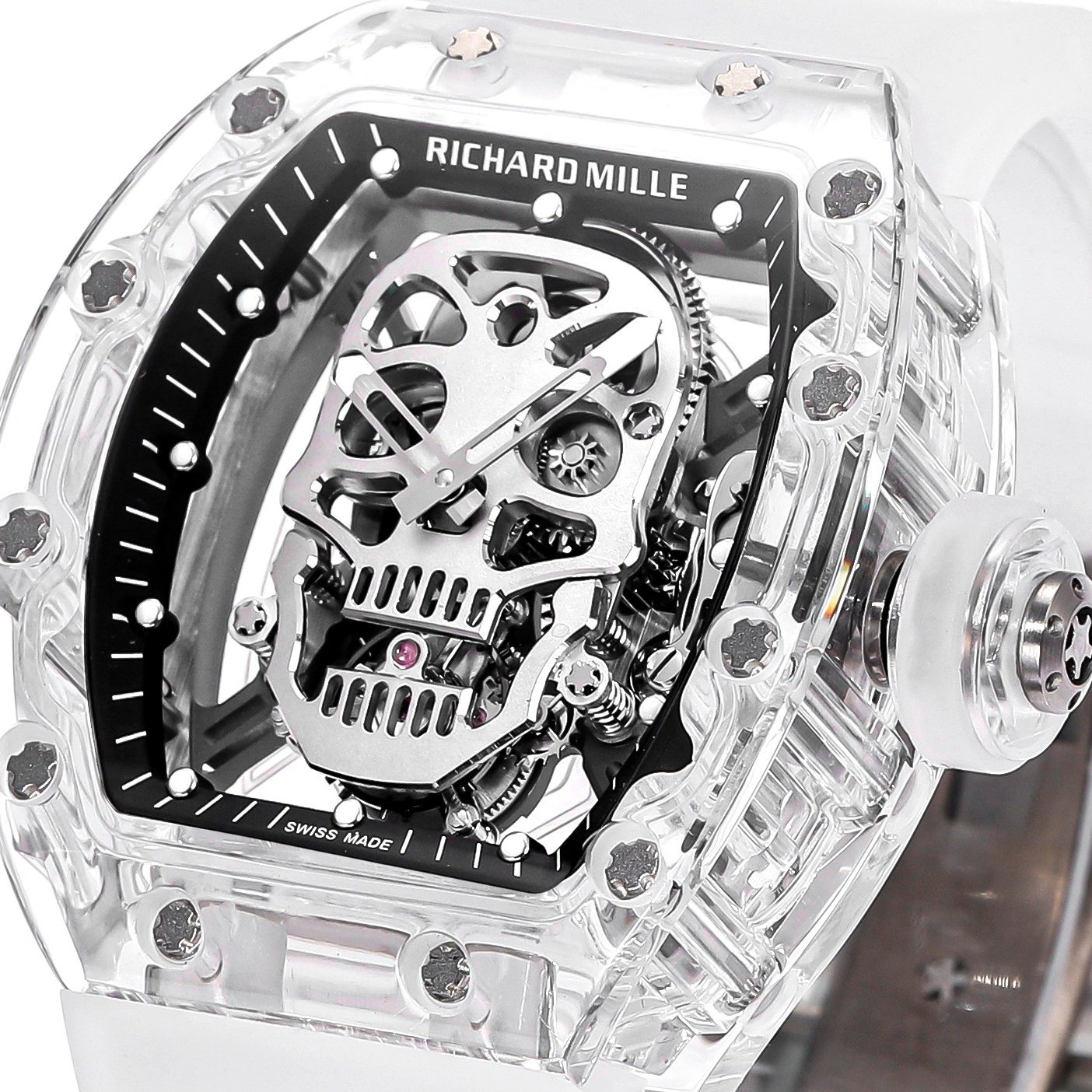 Richard Mille RM Style Automatic Watch, Black Dial Rubber Strap Sapphire Crystal 50m Water Resistant