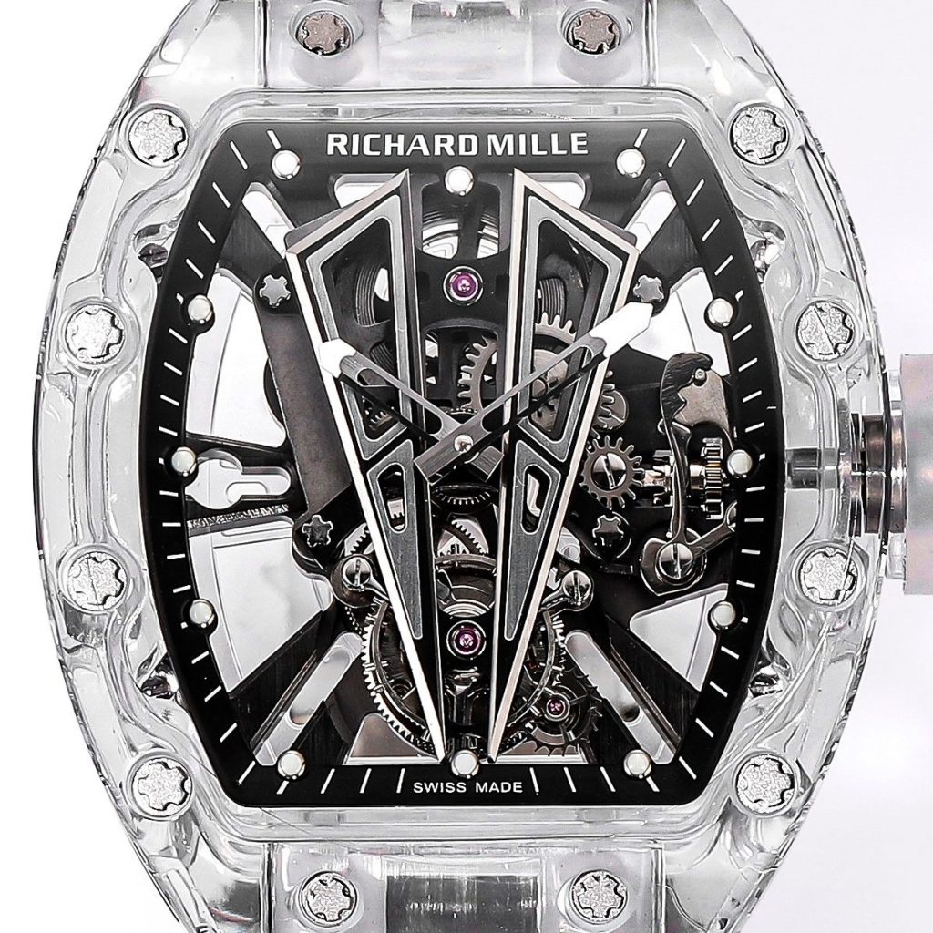 Richard Mille RM Style Automatic Watch, Black Dial Rubber Strap Sapphire Crystal 50m Water Resistant