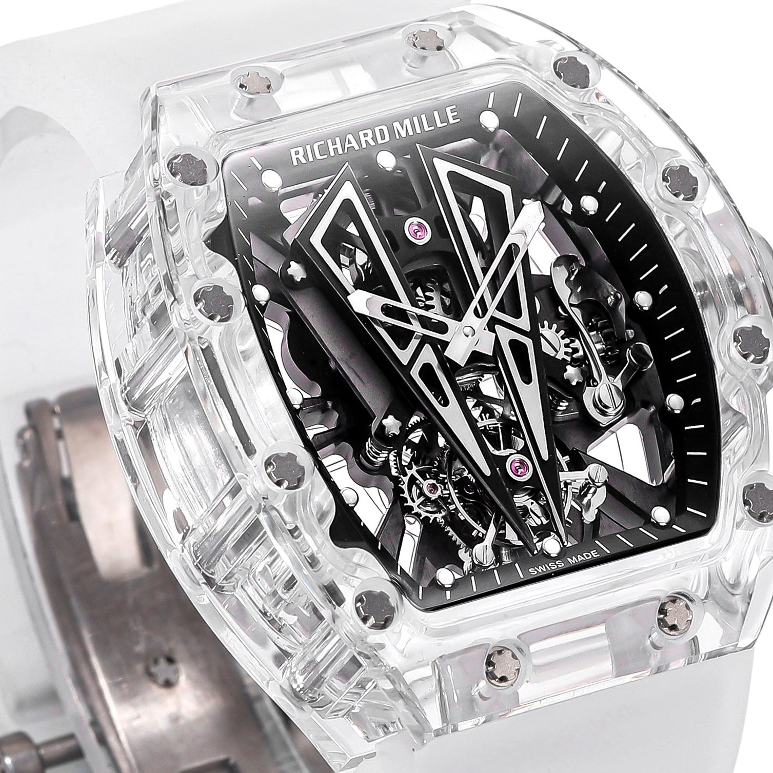 Richard Mille RM Style Automatic Watch, Black Dial Rubber Strap Sapphire Crystal 50m Water Resistant