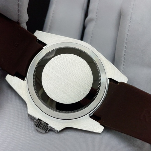Rolex Submariner Style Automatic Watch, Black Dial Diamond Index Stainless Steel Case Rubber Strap