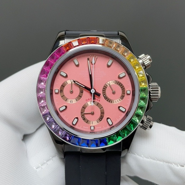 Rolex Cosmograph Automatic Watch, Black Dial Rubber Strap Sapphire Crystal 100m Water Resistant