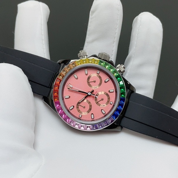 Rolex Cosmograph Automatic Watch, Black Dial Rubber Strap Sapphire Crystal 100m Water Resistant