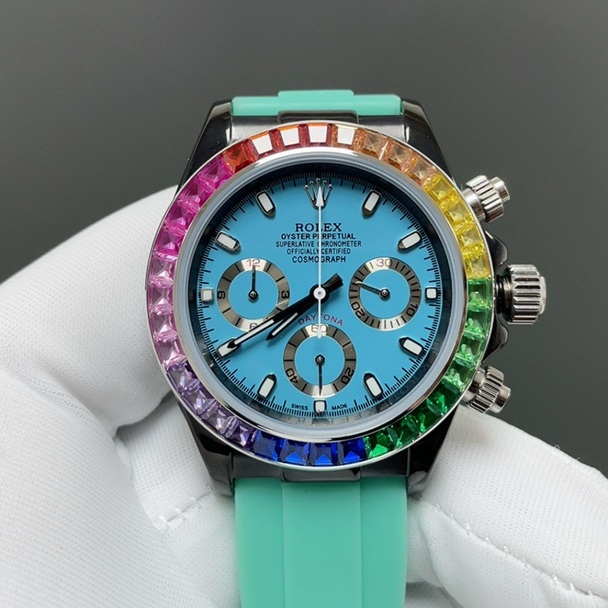 Rolex Cosmograph Automatic Watch, Black Dial Rubber Strap Sapphire Crystal 100m Water Resistant