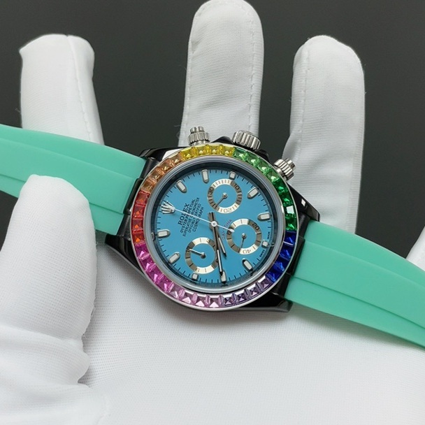 Rolex Cosmograph Automatic Watch, Black Dial Rubber Strap Sapphire Crystal 100m Water Resistant