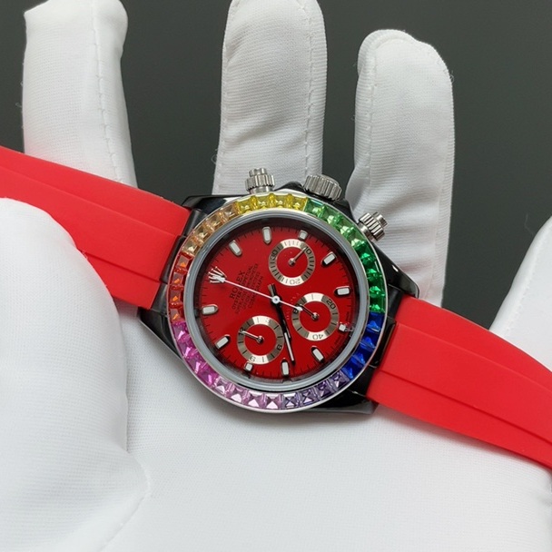 Rolex Cosmograph Automatic Watch, Black Dial Rubber Strap Sapphire Crystal 100m Water Resistant