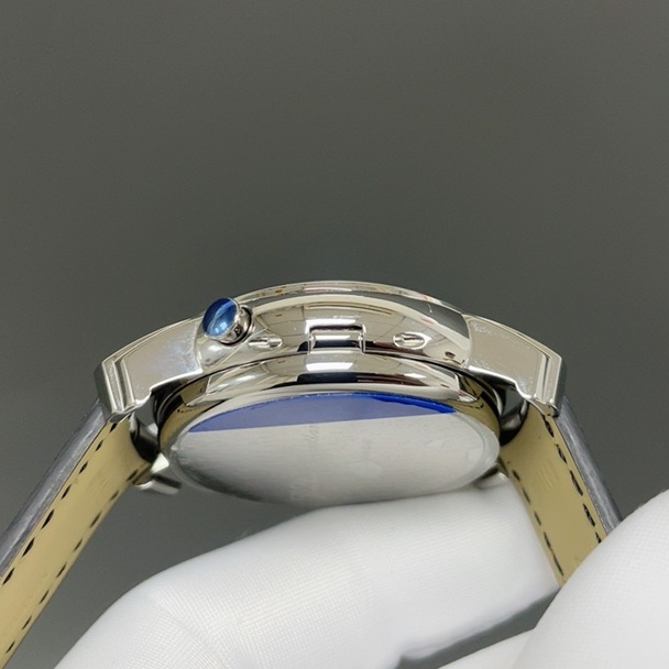 Vacheron Constantin Automatic Watch, White Dial Roman Numeral Stainless Steel Case Leather Strap