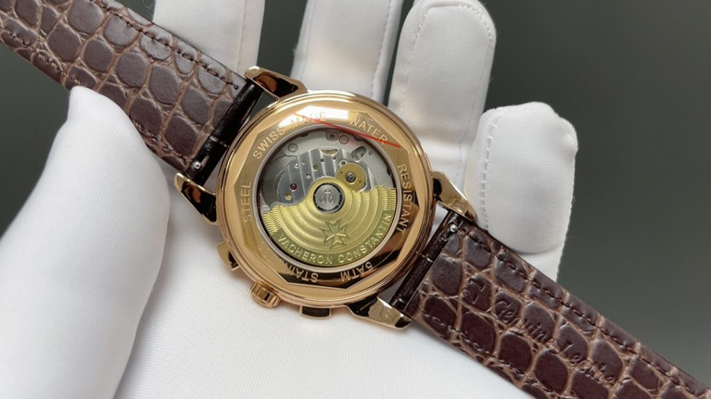 Vacheron Constantin Automatic Watch, White Dial Diamond Index Rose Gold Case Leather Strap 30m WR