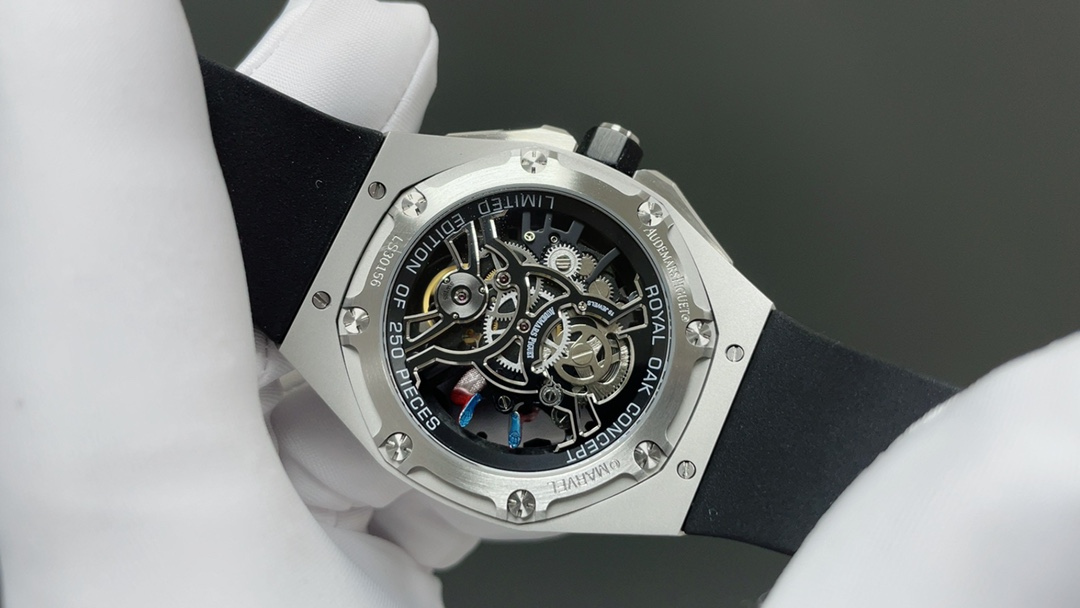 Audemars Piguet Royal Style Automatic Watch, Stainless Steel Case Rubber Strap 100m Water Resistant
