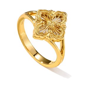 Buccellati Opera Tulle Ring Gold, White Mother-of-Pearl Flower motif, Opera Tulle filigree