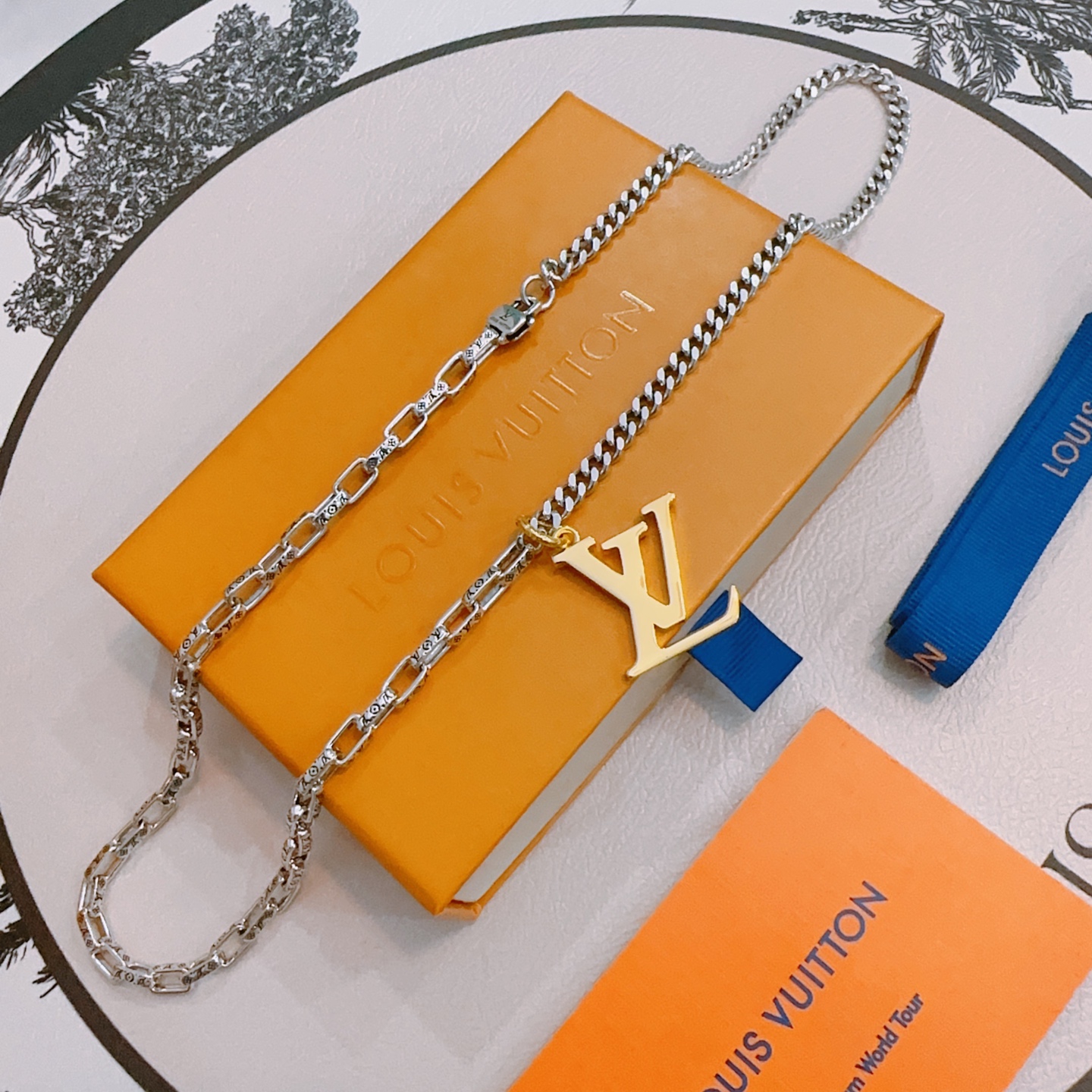 Louis Vuitton Necklace Alloy LV LogoPendant