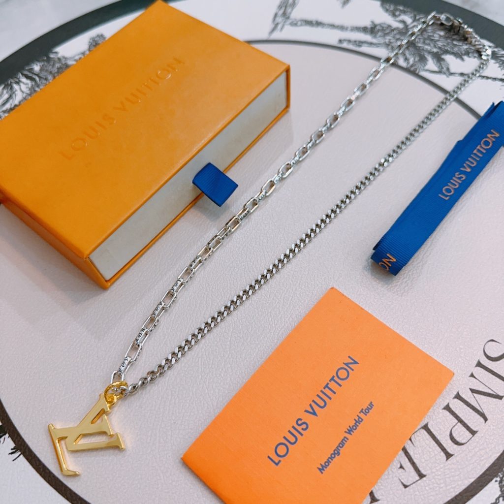 Louis Vuitton Necklace Alloy LV LogoPendant