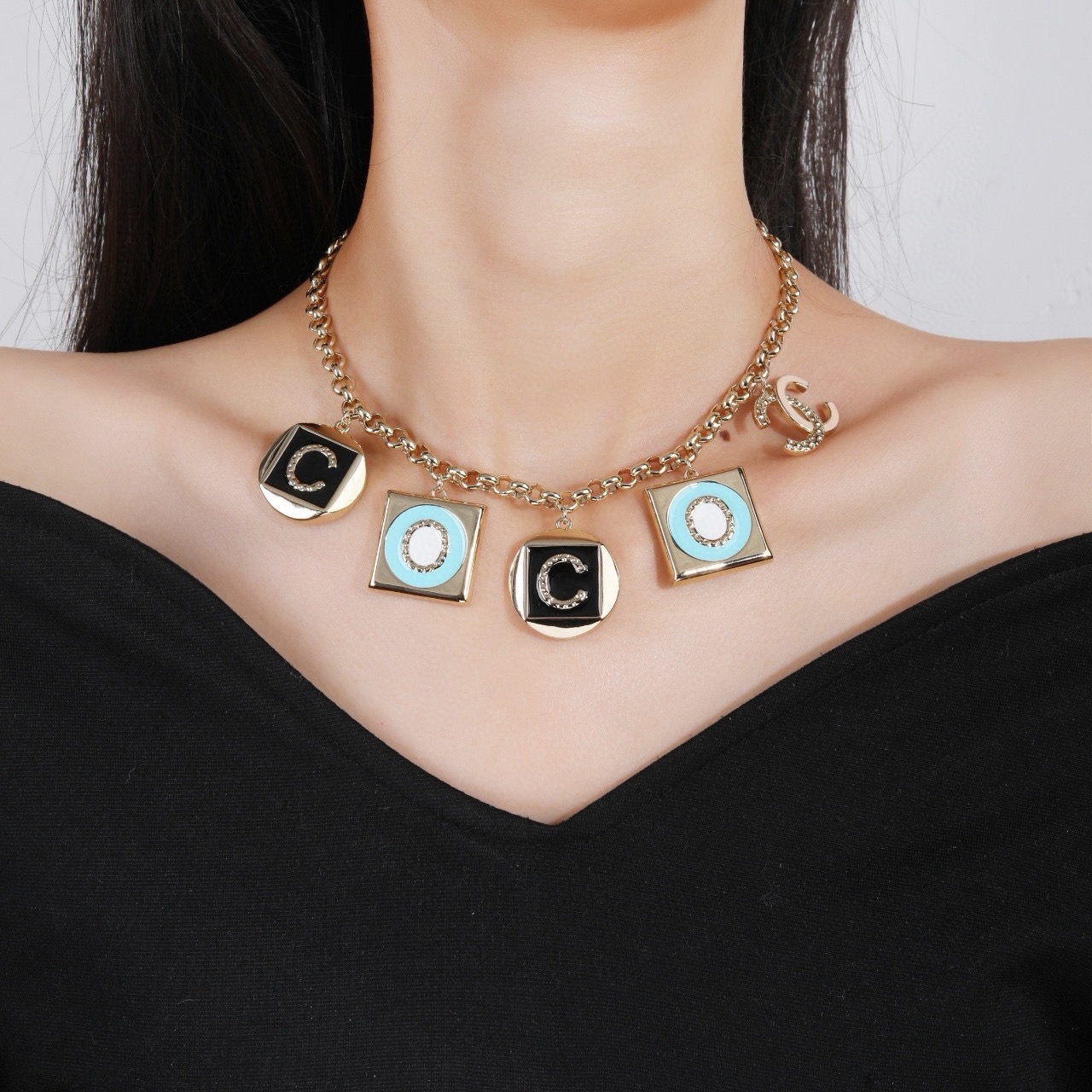 Chanel Necklace Brass Pendant