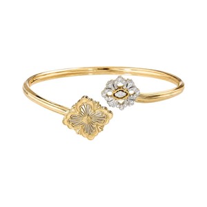 Buccellati Opera Tulle Bangle 18K Yellow Gold, Diamonds Tulle Open Bangle Double-flower motif with