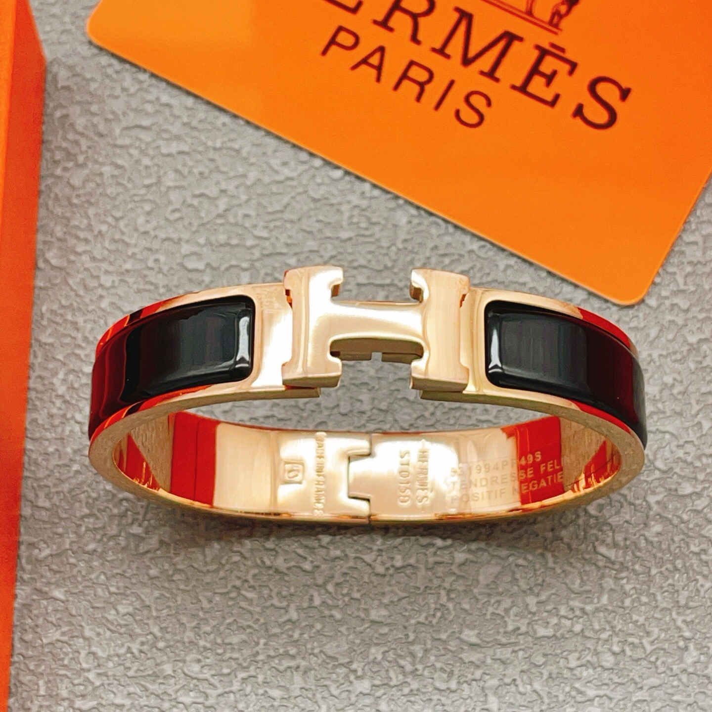 Hermès Clic H Bangle Enamel Bracelet