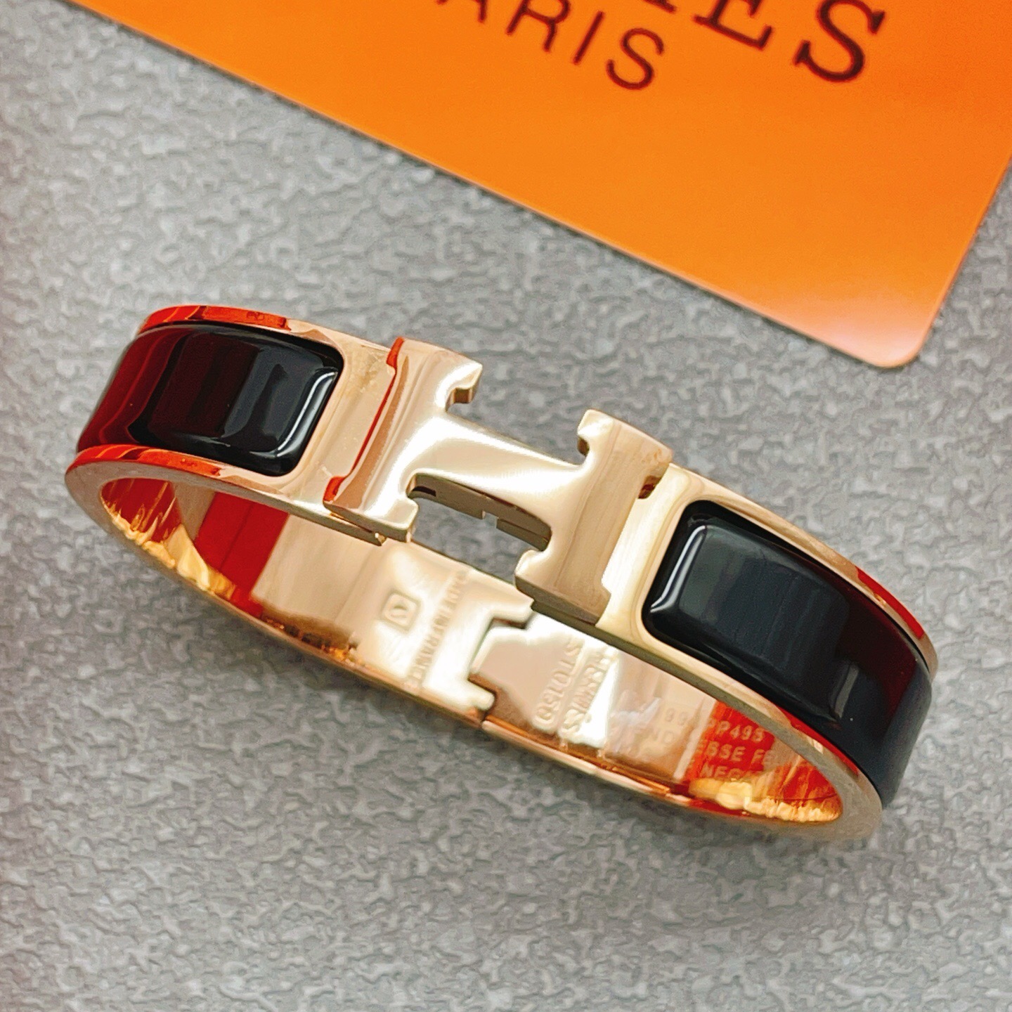 Hermès Clic H Bangle Enamel Bracelet
