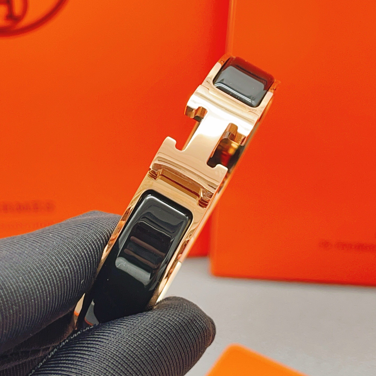 Hermès Clic H Bangle Enamel Bracelet