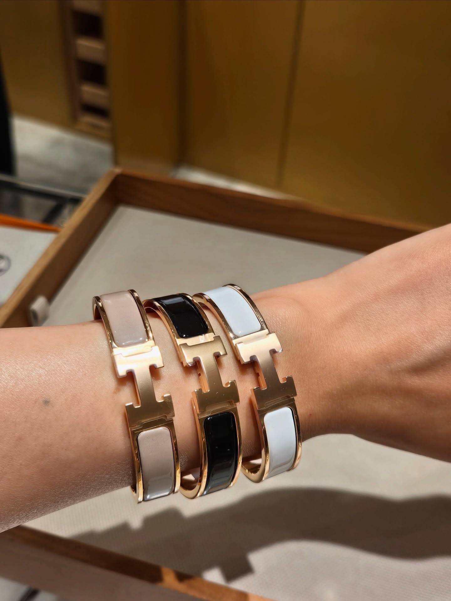 Hermès Clic H Bangle Enamel Bracelet