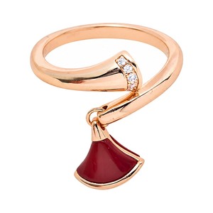 Bulgari Divas' Dream Ring Rose Gold, Diamond, Enamel Fan-shaped, Pendant