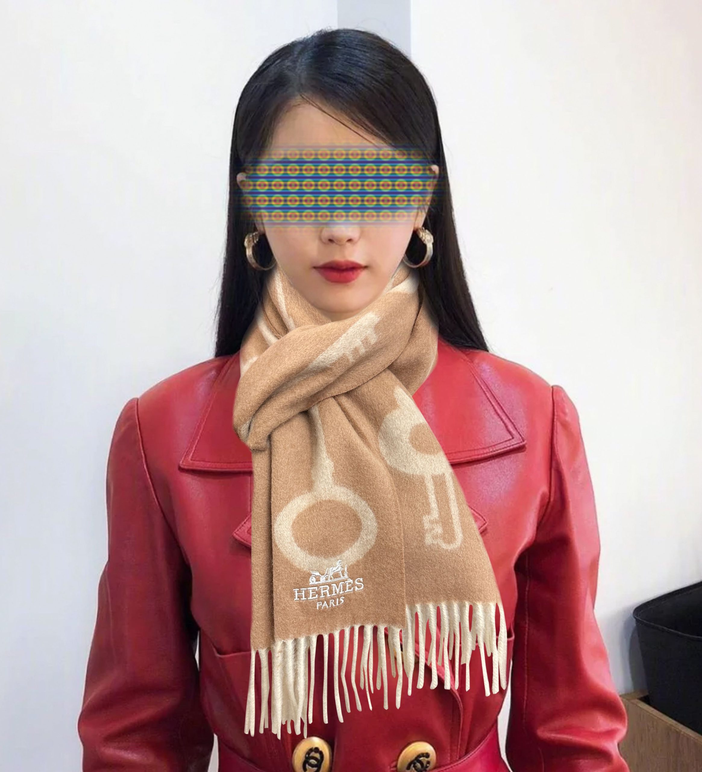 Hermès Scarf Cashmere Rectangular Fringed Edge