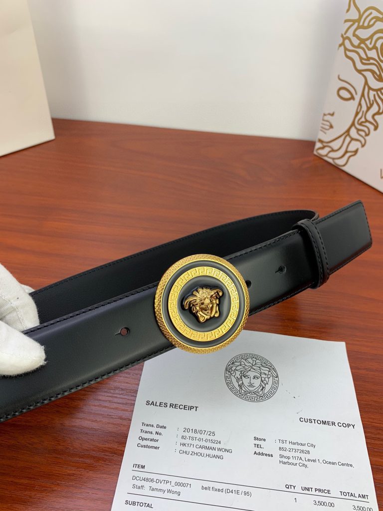 Versace Belt Leather, Metal Medusa Buckle Belt Strap