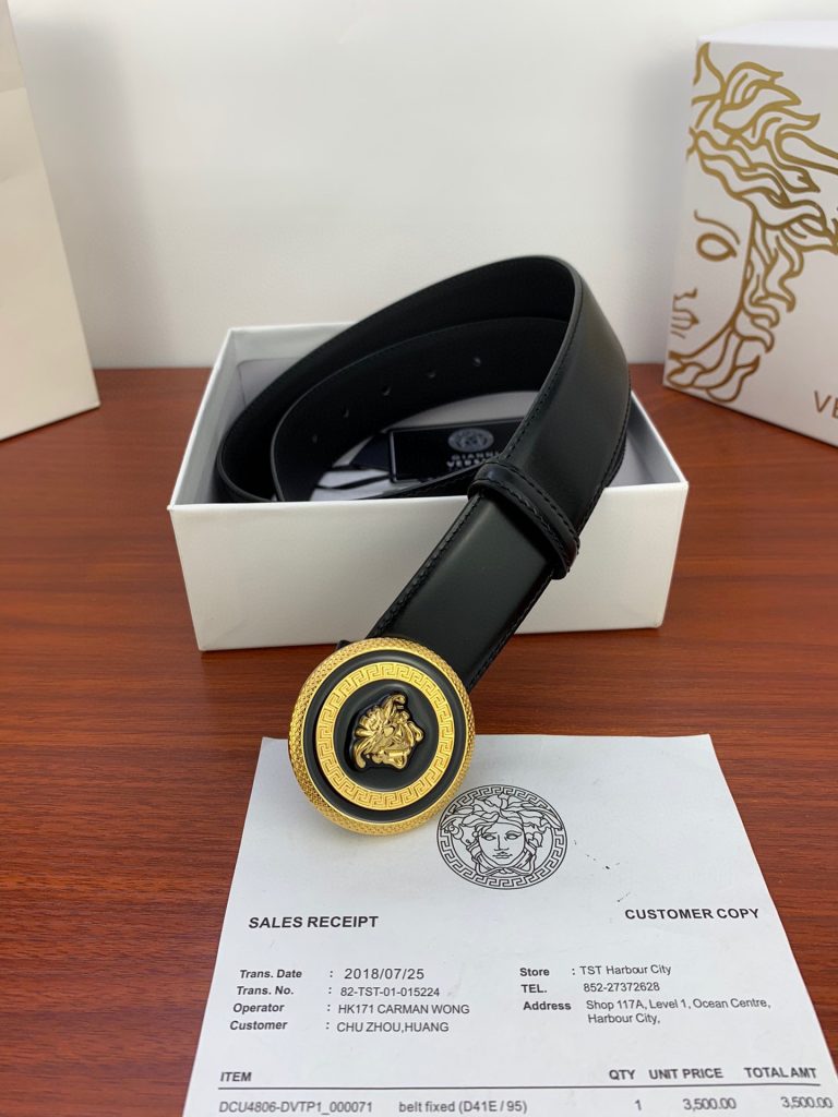 Versace Belt Leather, Metal Medusa Buckle Belt Strap