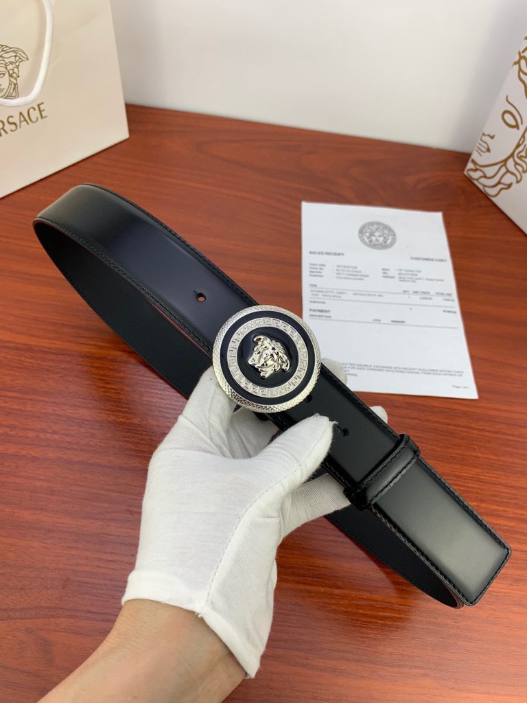 Versace Belt Leather, Metal Medusa Buckle Belt Strap