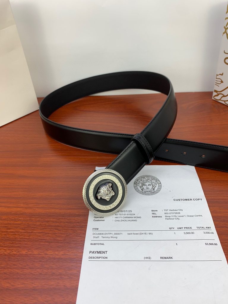 Versace Belt Leather, Metal Medusa Buckle Belt Strap