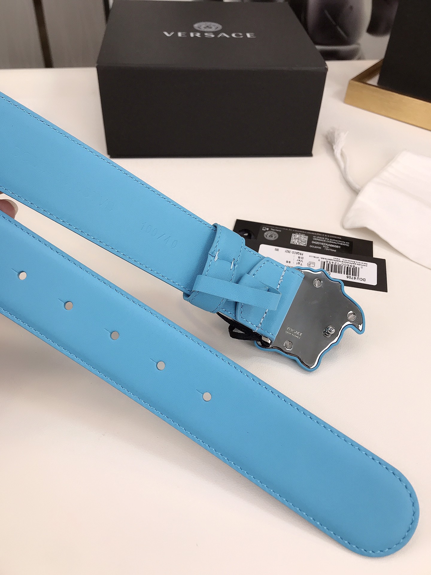 Versace Medusa Belt Leather Reversible Leather Belt with Medusa Buckle Buckle Belt