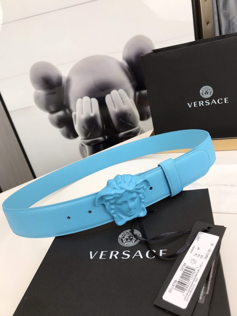Versace Medusa Belt Leather Reversible Leather Belt with Medusa Buckle Buckle Belt