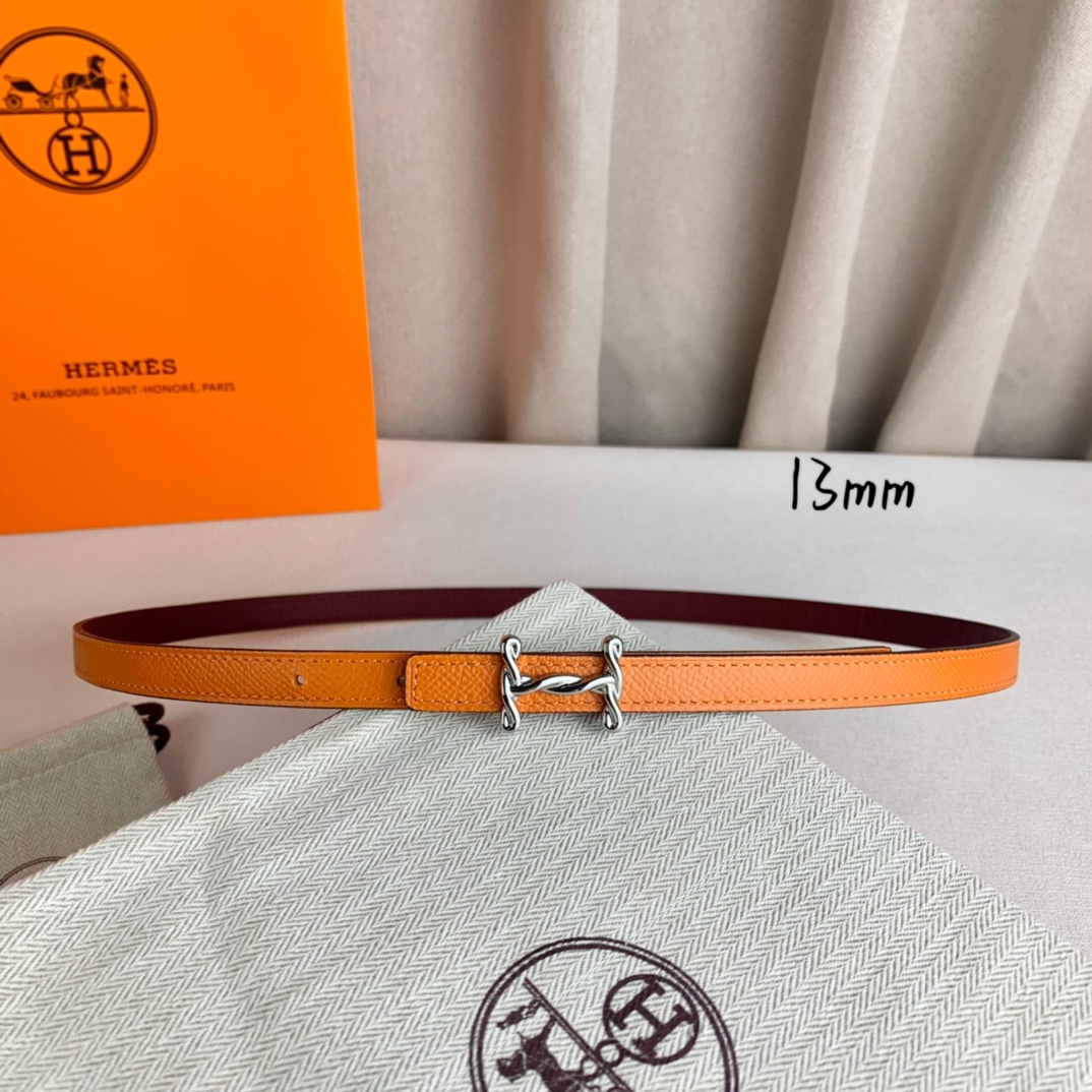 Hermès Belt Epsom leather 13mm reversible belt with gold-tone horsebit buckle Reversible strap