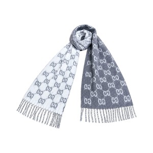 Gucci GG Monogram Scarf Alpaca Wool Blend Fringed Edge 200CM x 37CM