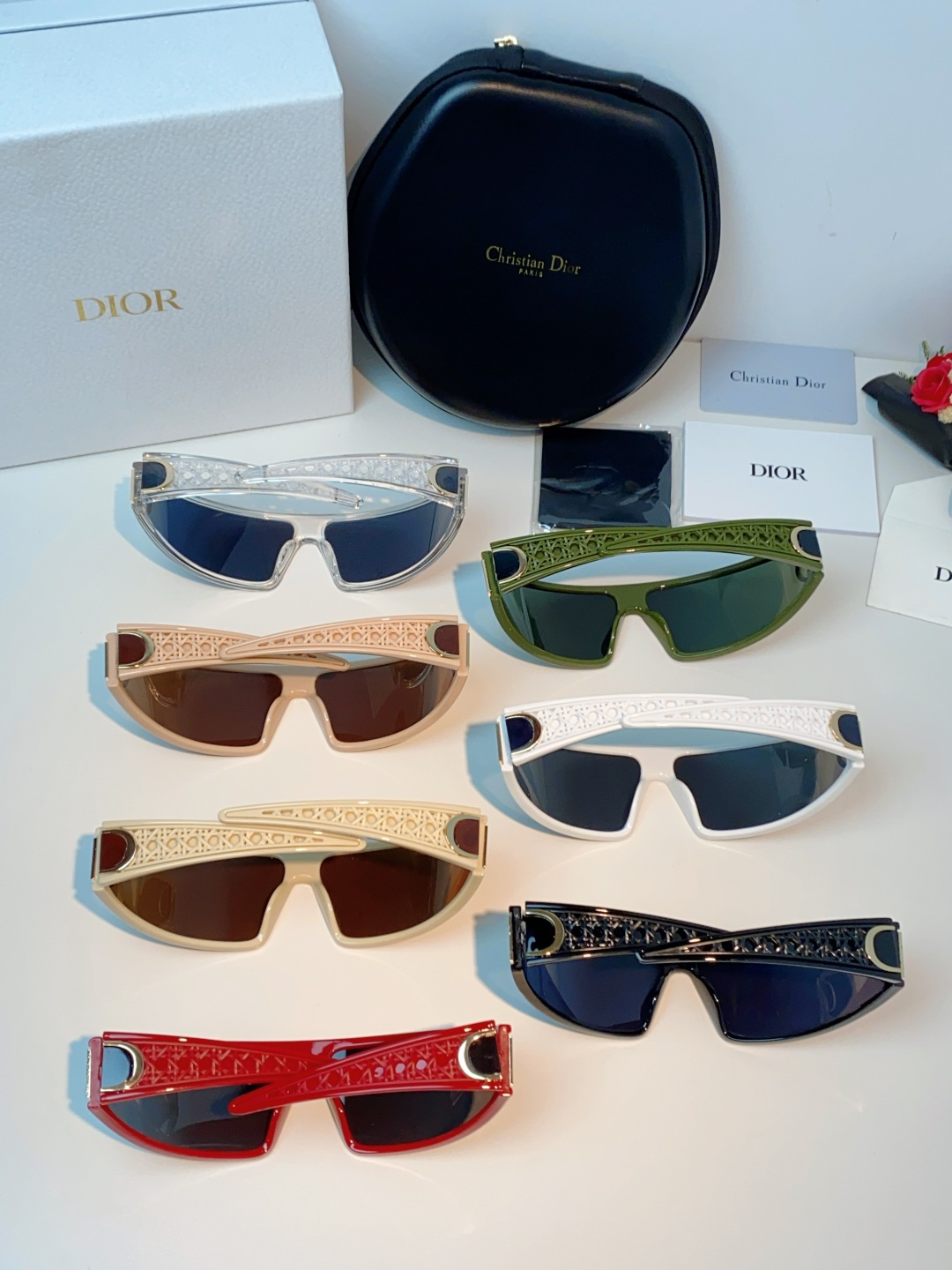 Dior Rose des Vents Shield Sunglasses Acetate Metal Gold-tone Lattice Detail