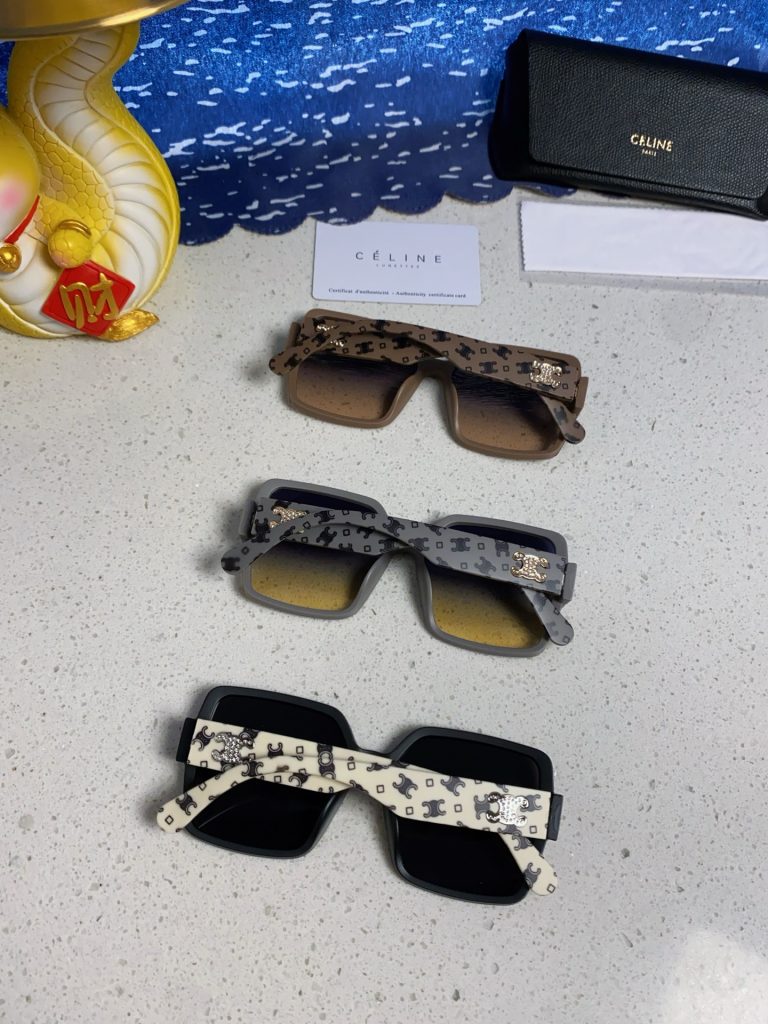 CELINE Triomphe Oversized Square Acetate Sunglasses Rhinestone Temple Logo